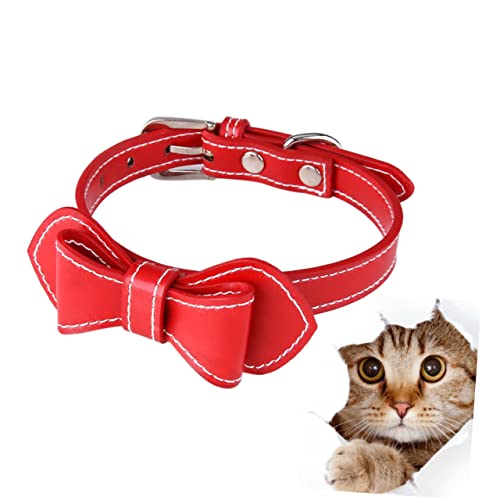 LIOOBO Bogenkragen Binden Kleine Hundehalsbänder Haustier Verstellbarer Kragen Halsband Für Welpen Stichworte Pu-hundehalsband Katzenkragen Rot von LIOOBO