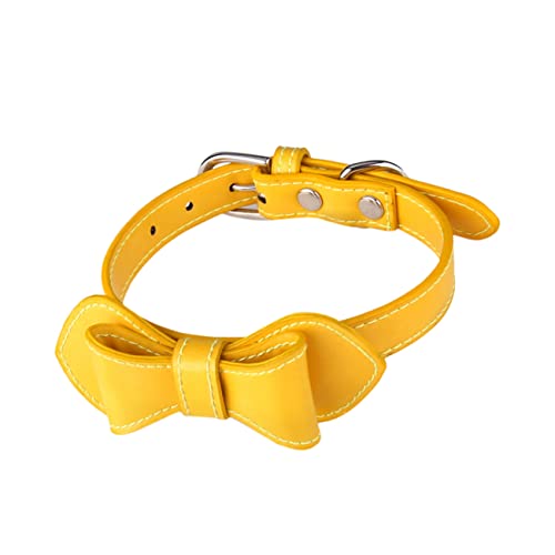 LIOOBO Bogenkragen Welpen Schild Stichworte Schnalle Hundehalsbänder für Welpen Katzenkragen Haustier Hundehalsband PU-Hundehalsband Gelb von LIOOBO