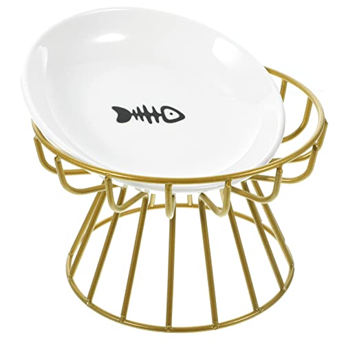 LIOOBO Erhöhter Futternapf Katze Keramik mit Metallständer rutschfest Einfach zu Reinigen Modernes Design Futter und Wassernapf für Katzen mit Schnurrhaarfreiem Futterplatz LIOOBO Erhöhter Futternapf Katze Keramik mit Metallständer rutschfest Einfach zu Reinigen Modernes Design Futter und Wassernapf für Katzen mit Schnurrhaarfreiem Futterplatz von LIOOBO