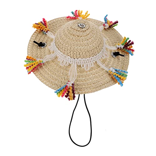 LIOOBO Haustier Strohhut mit Quaste Modischer Sombrero Hut für Hunde und Katzen Atmungsaktiv Langlebig für Party Fotoshooting und Alltag Khaki LIOOBO Haustier Strohhut mit Quaste Modischer Sombrero Hut für Hunde und Katzen Atmungsaktiv Langlebig für Party Fotoshooting und Alltag Khaki von LIOOBO