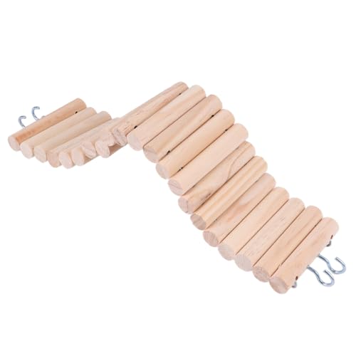 LIOOBO Holz kletterleiter mit Haken für Hamster Mäuse und Kleine Vögel Natürliches Kauspielzeug Fördert Bewegung Balance und Beschäftigung im Kleintierkäfig von LIOOBO