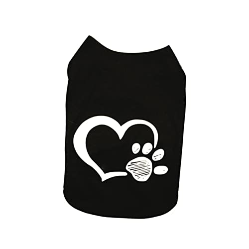 LIOOBO Hundekleidung für Kleine Hunde Bequeme Sommerweste mit Herz und Fußabdruckmuster für Partys und Outdoor Aktivitäten Schwarz von LIOOBO