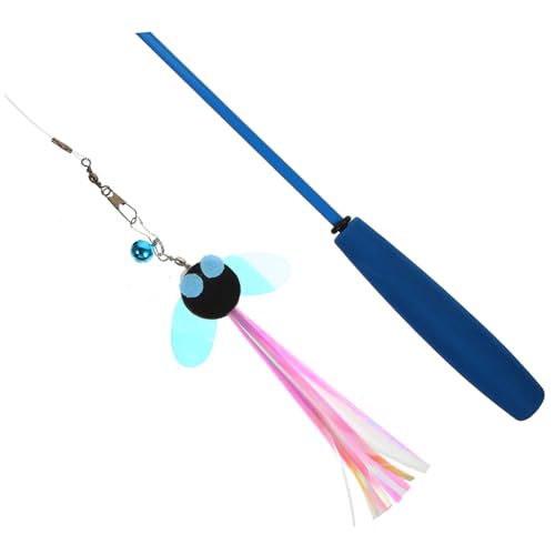 LIOOBO Katzen-Teaser-Set drinnen Katzen-Teaser- Katze für Wohnungskatzen Indoor-Katze necken Zauberstab Interaktives Katzenspielzeug mit Zauberstab Plüsch Blue von LIOOBO
