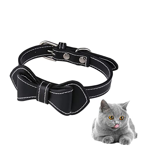 LIOOBO Katzenhalskragen Hund Hochzeit Bestickt Gemustert einstellbar Haustier Bogen Name Nacken Ring Schnalle Katzenkragen Schwarz von LIOOBO