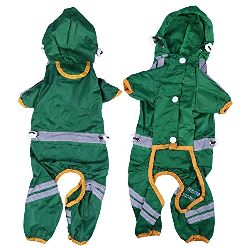 LIOOBO Regenjacke Für Kleine Hunde Mit Kapuze Reflektierend Bequemer Regenmantel Für Haustiere Ausflüge An Regnerischen Tagen s Dunkelgrün von LIOOBO