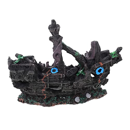 LIOOBO Landschaftsboot Aquariumfisch Schwimmendes Simulationsschiff Lebensechtes Schiff Bootsornament Versteck Kunsthandwerk Simulierter Schiffsschmuck Unterwasserschiff von LIOOBO