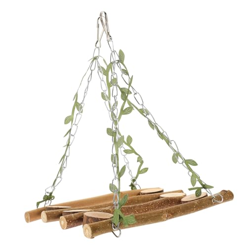 LIOOBO Papagei Kletterspielzeug Zubehör für Vogelkäfige drinnen Vogelbarsch Papageienspielzeug Brücke Papagei Schaukelständer Vogeltrainingsplattform Papageien hängende Barsch hölzern von LIOOBO