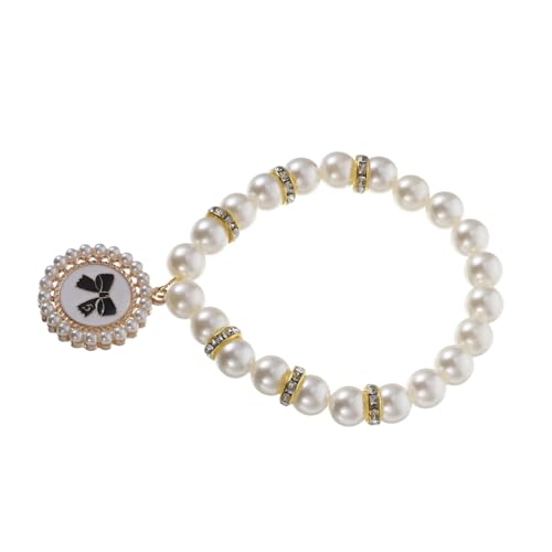 LIOOBO Perlen Hundehalsband für Mittelgroße und Große Hunde Verstellbares Material Komfortabel und Langlebig Schmuck mit Schleife für und Welpen Vielseitig für Alltag und Festliche von LIOOBO