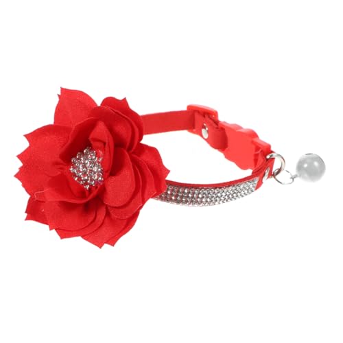 LIOOBO Strasskatze Halskette Haustier Strasshalsband für Hunde einstellbar Hundekragen Welpenhalsbänder für kleine Welpen Glocke Hundehalsbänder bequem Welpenhalsband Hund Halskette Samt von LIOOBO