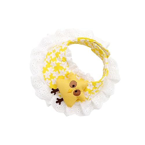 LIOOBO Haustier für Hunde mit Gelbem Küken Muster Süßes Spitzenspeicheltuch Halsband Zubehör Größe S für Hundewelpen Attraktives Design für Besondere Anlässe von LIOOBO