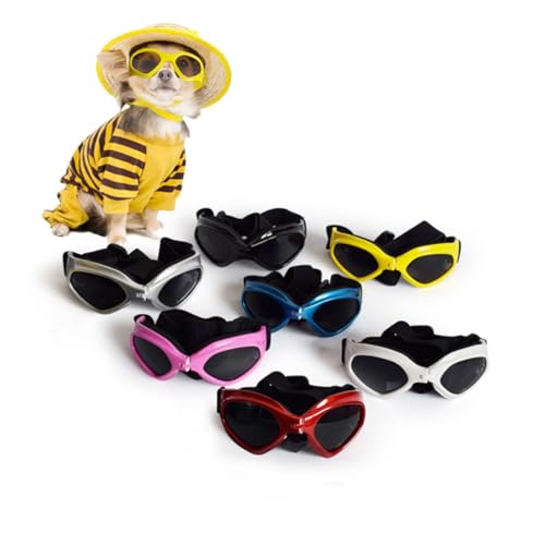 LIOOBO Verstellbare UV Schutz Hundebrille für Haustiere mit Belüftung Wind und Wasserabweisend Komfortabler Rahmen Modische Schutzbrille für Hunde und Katzen Schwarzes Dreiecksdesign von LIOOBO