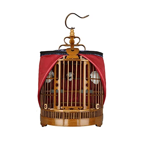 Bambus-Vogelkäfig, Vintage, runde Vogelkäfige, hängende Vogelträger mit Rollständer, schnitzender Flugkäfig für kleine Vögel von LIOONS
