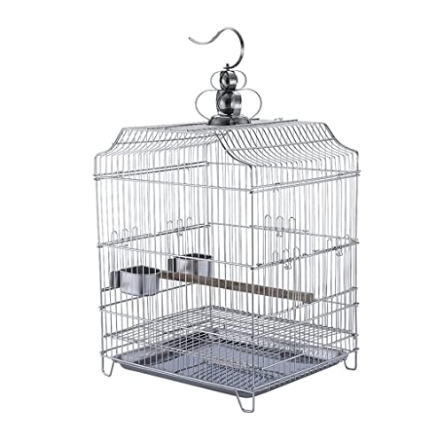 Vogelkäfige Großer quadratischer Luxus-Vogelkäfig zum Aufhängen, Edelstahl-Vogelträger, kreativer Vogelhausträger für den Hof von LIOONS
