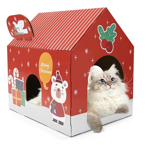 LIOOPET Weihnachtliches Katzenhaus aus Karton mit Kratzunterlage und Katzenminze, 38,1 x 30,5 x 38,1 cm, Katzenspielhaus für Indoor-Katzen, Weihnachtsdekoration, Kratzmatte für Kitty LIOOPET Weihnachtliches Katzenhaus aus Karton mit Kratzunterlage und Katzenminze, 38,1 x 30,5 x 38,1 cm, Katzenspielhaus für Indoor-Katzen, Weihnachtsdekoration, Kratzmatte für Kitty von LIOOPET