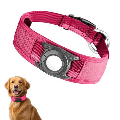 LIOPARD Apple AirTag Hundehalsband mit IP68 wasserdichter Halterung, weich, stilvoll, modisches Design, ultra-langlebiges, atmungsaktives Netzgewebe, reflektierende Sicherheit für mittelgroße und von LIOPARD