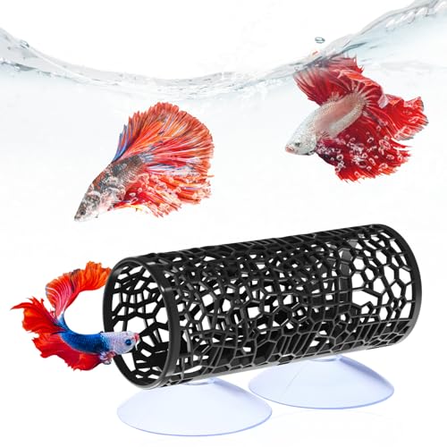 LIQWEI Betta-Tunnel, Betta-Versteck Garnelen-Tank-Zubehör, Hängematte mit Saugnäpfen, sichere hohle Hängematte, Aquarium-Dekoration für Bettas, Fischversteck, Spielen und Ausruhen (schwarz), 1 Stück von LIQWEI