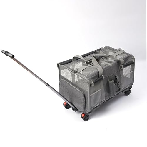 Extra große Haustiertrage mit Zwei Fächern und Rollen für Katze/Hund, Abnehmbarer Faltbar Katzentransportbox für 2 Katzen bis 20kg, Belüftetes Katzen Kucksack Groß für Reisen/Wandern/Camping Extra große Haustiertrage mit Zwei Fächern und Rollen für Katze/Hund, Abnehmbarer Faltbar Katzentransportbox für 2 Katzen bis 20kg, Belüftetes Katzen Kucksack Groß für Reisen/Wandern/Camping von LIROPAU