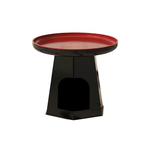 Runder Couchtisch mit Stauraum und Katzenhaus, Kleiner Beistelltisch für Schlafzimmer und Wohnzimmer, süßes und kreatives Design (Schwarz+Rot) von LISHEUK