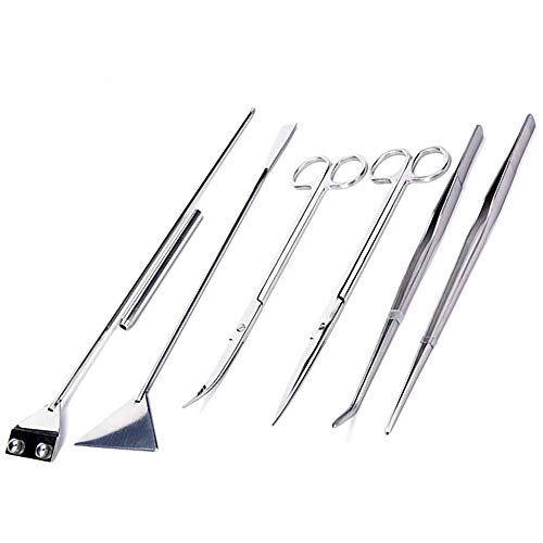 LissomPlume 6 Stück Aquarium Werkzeuge Fisch Tank Kit Aquascaping Set aus Edelstahl für Fisch Tank Pflanzen Schere Pinzette - 48cm von LISSOMPLUME