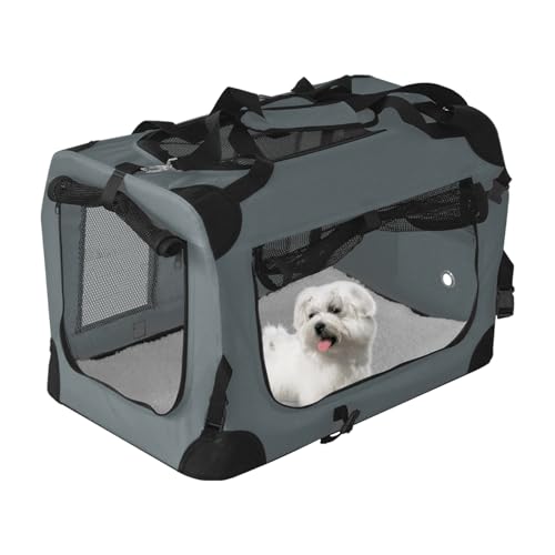 LITEBOKES PET Faltbare Hundebox Faltbare weiche Hundebox mit Tragetasche Hund Home & Dog Travel Box Indoor & Outdoor Pet Home (Grau, M 24 L x 41,9 cm B x 41,9 cm H) von LITEBOKES