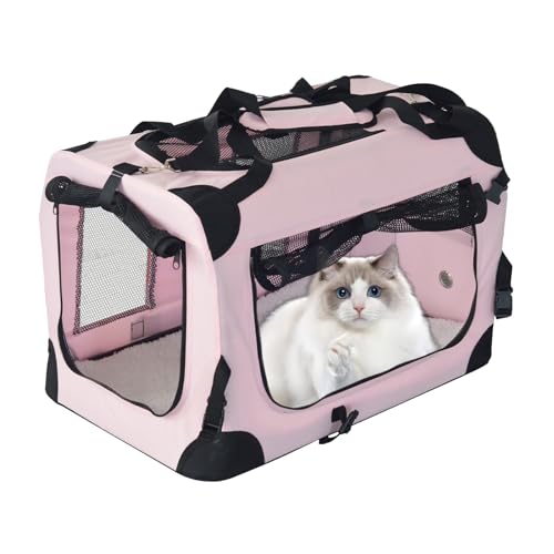 LITEBOKES PET Faltbare Hundebox Faltbare weiche Hundebox mit Tragetasche Hund Home & Dog Travel Crate Indoor & Outdoor Pet Home (Pink, L x B x H): 76,2 x 50,8 x 48,3 cm von LITEBOKES