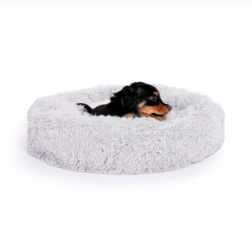 LITTLE LORD | Hundebett Ceddie - Flauschiges Hundekörbchen, Schlafplatz rund - hellgrau | ca. Ø 50 cm von LITTLE LORD