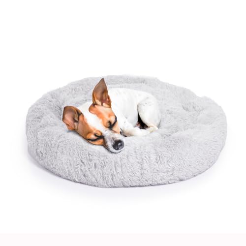 LITTLE LORD | Hundebett Ceddie - Flauschiges Hundekörbchen, Schlafplatz rund - hellgrau | ca. Ø 80 cm von LITTLE LORD