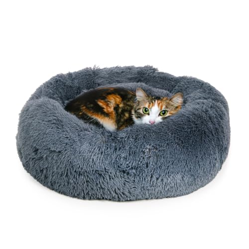LITTLE LORD | Katzenbett Ceddie - Flauschiges Katzenkörbchen, Schlafplatz rund - dunkelgrau | ca. Ø 50 cm von LITTLE LORD