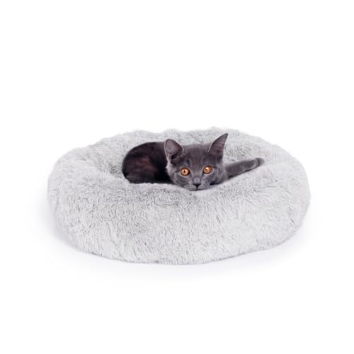 LITTLE LORD | Katzenbett Ceddie - Flauschiges Katzenkörbchen, Schlafplatz rund - hellgrau | ca. Ø 50 cm von LITTLE LORD