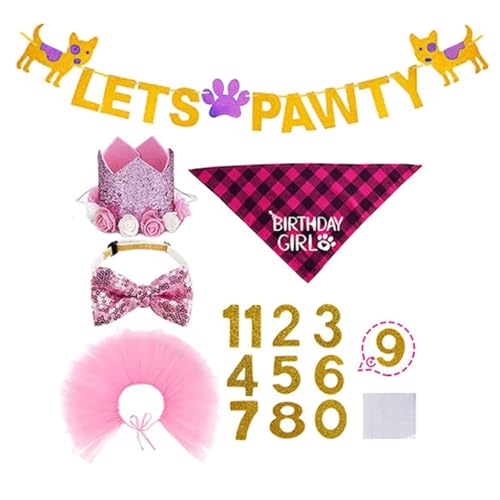 Hübscher Haustier-Schal für Geburtstagsparty, Kostüm-Outfit, Prinz oder Prinzessin, glitzernd, zartes Hunde-Outfit für pelzige Freunde von LIUANDS