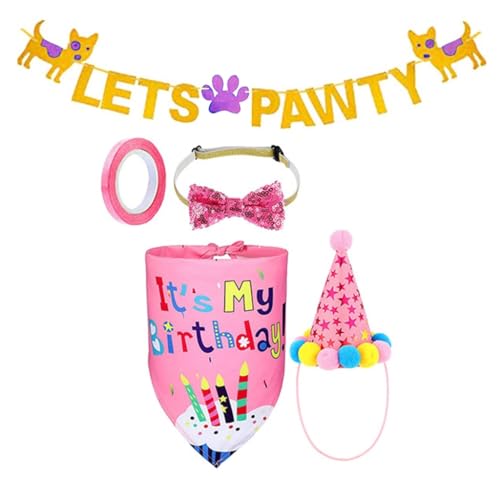 Hübscher Haustier-Schal für Geburtstagsparty, Kostüm-Outfit, Prinz oder Prinzessin, glitzernd, zartes Hunde-Outfit für pelzige Freunde von LIUANDS