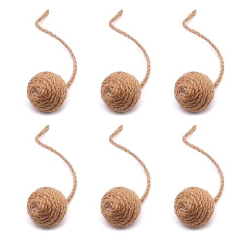 LIUANDS Set mit 6 bunten Kaubällen für Katzen, natürliches Sisalball, 6 Stück, Sisal-Katzenspielzeug, lindert Stress LIUANDS Set mit 6 bunten Kaubällen für Katzen, natürliches Sisalball, 6 Stück, Sisal-Katzenspielzeug, lindert Stress von LIUANDS