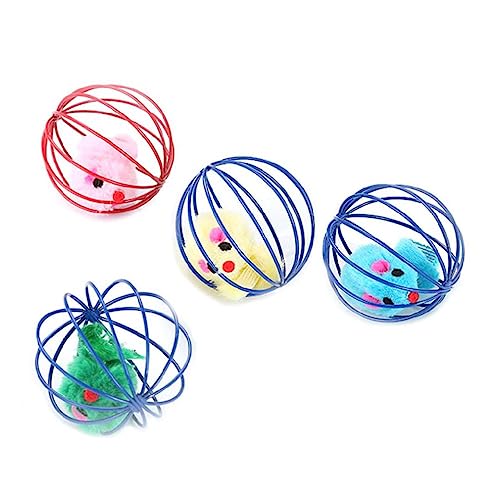 LIUASMUE Käfig Drahtkäfig Rolling Ball Mit Plüsch Mäuse Für Katze Interaktive Lustige Spielzeug Für Katzen Und Kätzchen Zufällige Farben Katze Ball Spielzeug Mit Maus von LIUASMUE