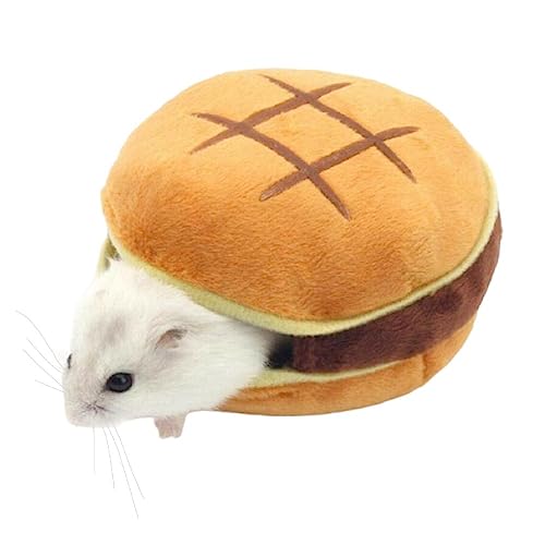 LIUASMUE Weiches Bett für kleine Tiere, warmes Versteck in Burger-Form, Spielzeug, niedliches Hauskäfig-Dekor für Hamster, kleines Spielen, Schlafen, Kleintier-Hamster-Bett, Haus, Winter, warm von LIUASMUE