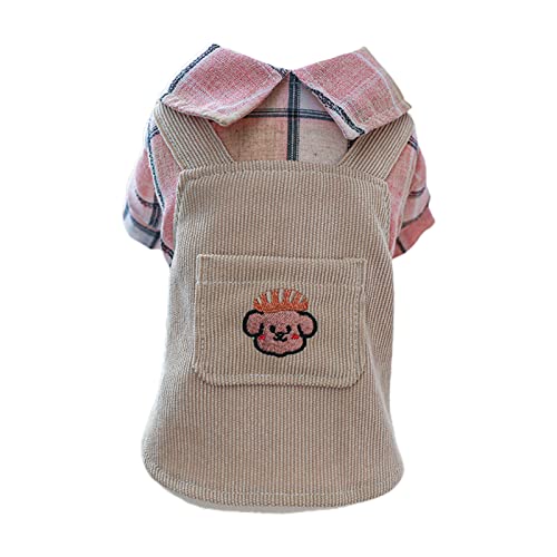 Niedlicher Haustier-Hunde-Overalls mit Tasche für kleine mittelgroße Hunde, rosa/grün, Overall mit großer Tasche von LIUASMUE