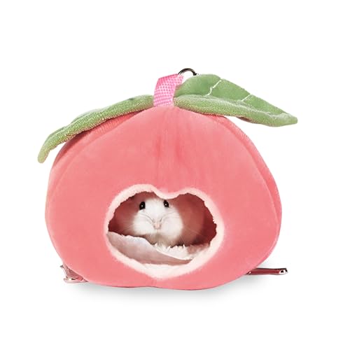 1Pcs Meerschweinchen Bett Haus, LIUCONGBD Waschbare Kleintiere Versteck für Käfig, gemütliche warme Kaninchen Höhle Hängematte für Chinchilla Hamster Igel Zwerg Bunny Ferrets (Rosa Apfel, 10 x 15cm) von LIUCONGBD