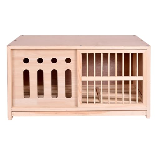 LIUJHGH Vogelkäfig aus natürlichem Holz für kleine Vögel, Voliere mit herausnehmbarem Tablett für Sittiche, Finken, Kanarienvögel, umweltfreundlich und leicht zu reinigen(C,80#) von LIUJHGH