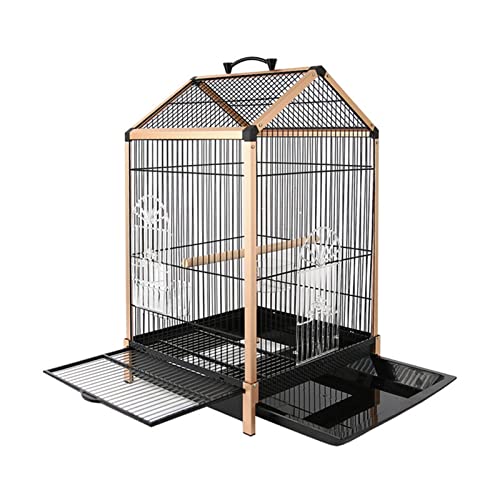 Birdhouses Vogelkäfig, groß, modern, geeignet für Papageien, Zucht, Edelstahl, zum Aufhängen, Schwarz, 33,7 x 31,7 x 54 cm von LIUJIAN