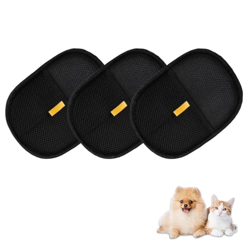 LIULINY 3 Stück Tierhaarentferner Handschuh, Pets Hair Remover Electrostatic Gloves, Reusable Fellmagnet Handschuh, 20 x 15 cm Zwei Wege Tierhaarentfernung, für Haustier Couch Möbel Teppich von LIULINY