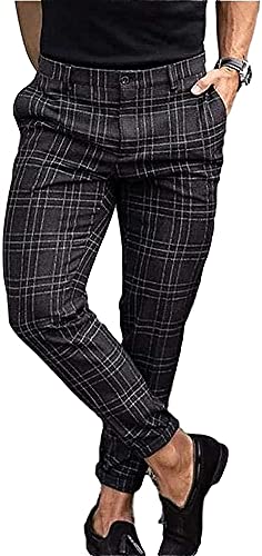LIUPING Herren Slim Fit Casual Chino Jogger Hose Elastischer Bund Ziehschnurhose, Herrenhose Skinny Pants (Color : Black, Size : XX-Large) von LIUPING