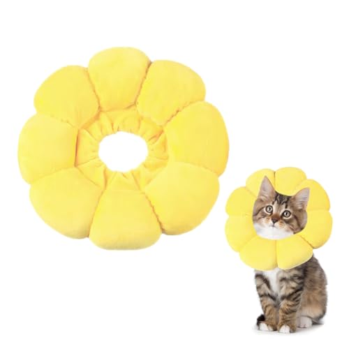 Halskrause Katze, Katzen Halskrause, Halskrausen für Katzen, Katze Halskrause für Nach Operationen, leckschutz Katze für Kleine Hunde und Katzen Gelbes Haustierhalsband in Blumenform von LIURFLNC