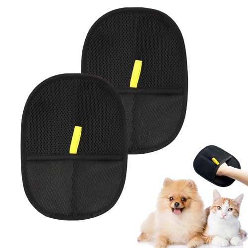 LIURFLNC 2Stück Fellhandschuhe Katze, Handschuh Katzenhaare Verwendet für Katzen- und Hundehaarpflege, Fellpflegehandschuh Katze, Zum Reinigen Von Laken, Sofas, Teppichen, Katzen- Und Hundebetten von LIURFLNC
