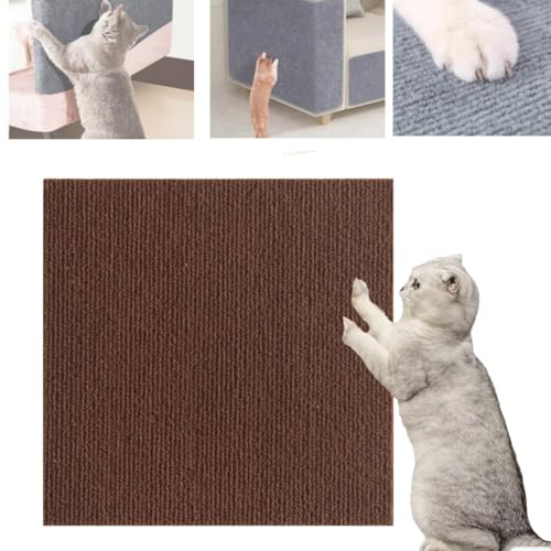 Cat Scratching mat for Furniture,Climbing cat Scratcher Sofa Protector,Trimmable Self-Adhesive Carpet Mat Pad Replacement for Cat Tree Shelves (Brown, 1.81 * 39.37) von LIUUBASZ