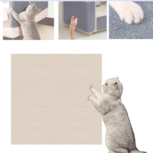 Cat Scratching mat for Furniture,Climbing cat Scratcher Sofa Protector,Trimmable Self-Adhesive Carpet Mat Pad Replacement for Cat Tree Shelves (Khaki, 1.81 * 39.37) von LIUUBASZ