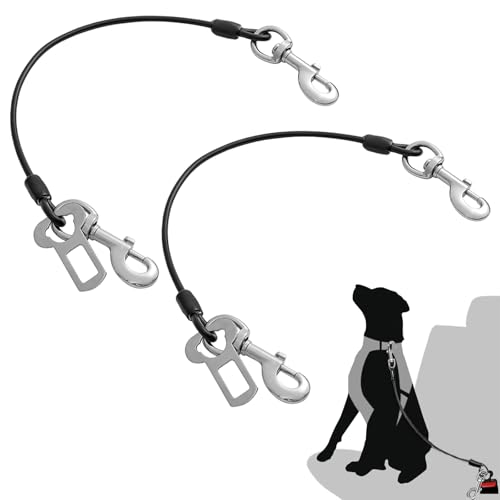 LIUYIDM Anschnallgurt Hund Auto 2 Stück Sicherheitsgurt Hund mit 360° Drehbarem Haken Hundeanschnaller fürs Auto, Geeignet für Welpen, Kleine, Mittelgroße und Große Hunde (40CM) von LIUYIDM
