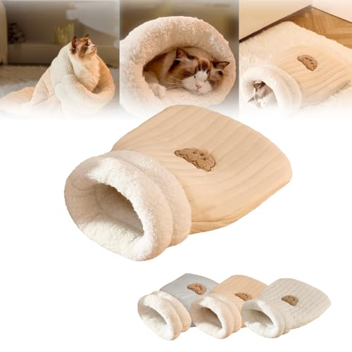 Katzenschlafsack, Katzen-Winterschlafsack, selbstwärmend, bedecktes Katzentunnelbett zum Schlafen, Entspannen, Spielen, 360° warm, halbgeschlossen, Katzenbett, flauschiges Flanell, waschbar, von LIUZHIPENG