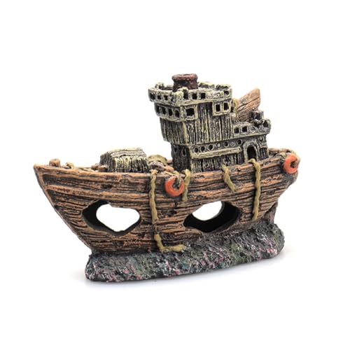 LIVASH Aquarium Pirat Fisch Schiff Landschaftsbau Harz Tank Statue Mini Schiffswrack Ornament Zierfisch Unterschlupf ZubehöR Dekor von LIVASH