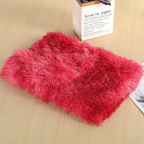 LIVEINU Kunstpelz Shaggy Hundedecke Katzen Decke mit Super Soft Weiche Zweiseitige Flauschige Haustier-Decke Überwurf für Hundebett Sofa und Couch 100x75cm Farbverlauf Rot von LIVEINU