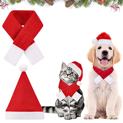 Weihnachtskostüm für Katzen Hund, Haustier Weihnachtsmütze Haustier Weihnachtsschal, Weihnachtsmütze & Schal Niedlich Katze Haustier Hund Kleidung für kleine Haustier Weihnachte Geschenk von LIVESTN