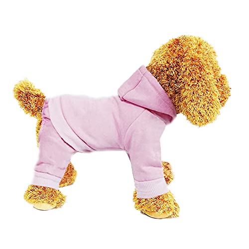 Hundekleidung, Hundekostüm, Hunde-Kapuzenpullover, Hundewintermantel, Hundemantel, Hundeeinteiler, 4 Beine Warmes Haustierkostüm für kleine Hunde Katzen Junge oder Mädchen, 1 Pack Pink L von LIWOWOLI